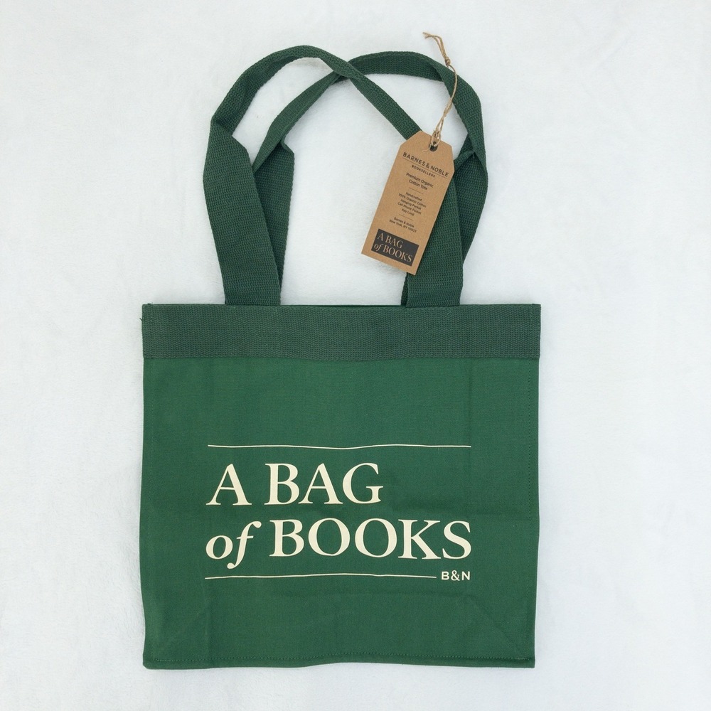 Barnes & Noble Tote Bag OS Forest Green A Bag of Books Organic Cotton Gift New